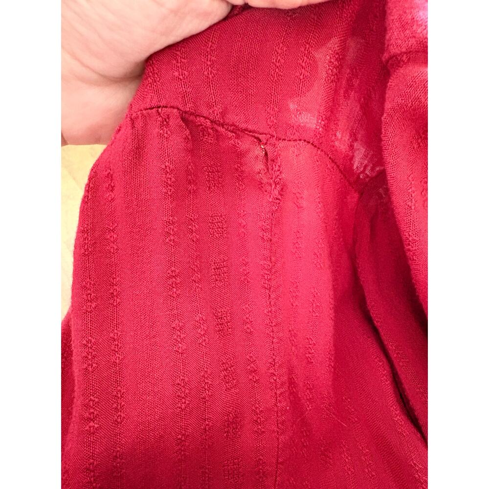 knox Rose Red embroidered Rayon Top Long Flare Sleeves Tassels XXL Boho Peasant - Picture 5 of 7